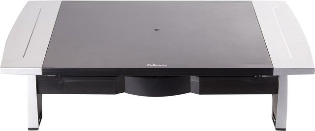 Fellowes Monitorständer Office Suites Standard mit Schublade in Schwarz und Silber - Bild 1