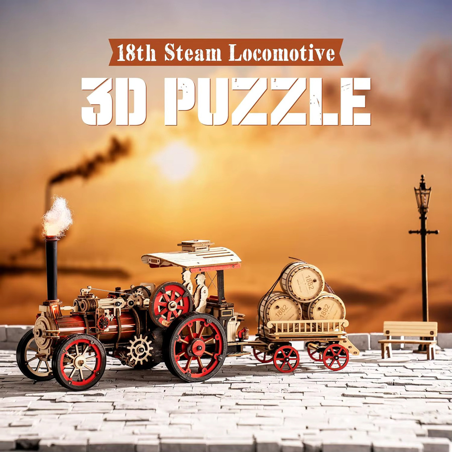 Robotime Rokr Automodellbausatz, 3D-Holzpuzzle, Dampfbausatz, 1:28, ab 14 Jahre - Bild 2