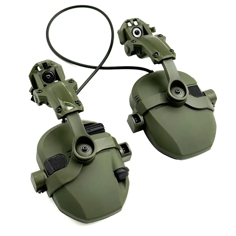 YHKEMA Taktisches Headset in Grün mit ARC-Schienen-Helmmontageadaptern und Geräuschunterdrückung als Over-Ear-Ohrenschützer für Schießsport und Jagd - Bild 2