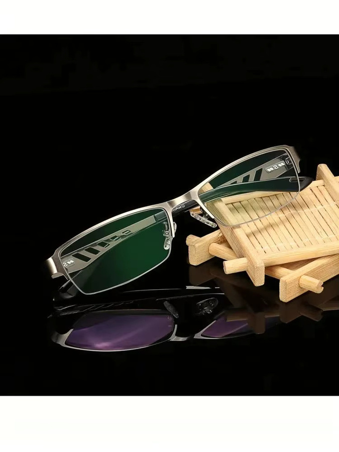 EVUNHUO Lesebrille Halbrahmen, Herren, rechteckig, Metall, +4.0 - Bild 3