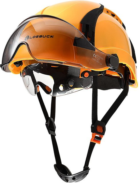 LOEBUCK Schutzhelm mit Doppelbrille in Orange, belüfteter Arbeitshelm nach ANSI Z89.1 und EN 397 - Bild 1