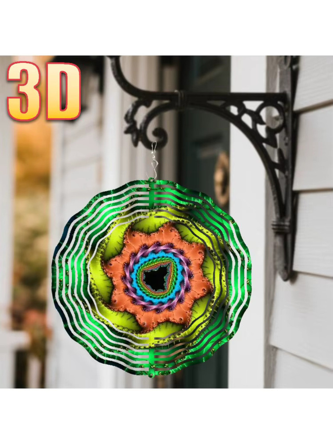CIFBUY 3D Metall-Windfahne Spiralförmige Kinetische Kunst Farbenfrohe Doppelseitige Rotierende Gartendekoration in Multicolour - Bild 5