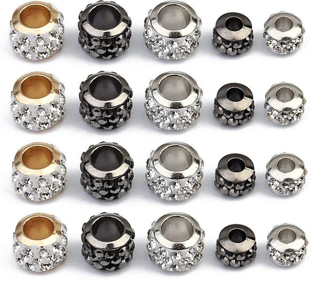 lingsai Shambhala-Kugelperlen, Strass-Kristall, Gold- und Silberfarbe, Unisex - Bild 1