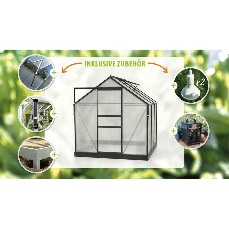 Vitavia Gewächshaus Marley mit Ready2Grow Zubehör-Set, schwarz, 3,8 m², H x B x T: 195 x 195 x 207 cm - Bild 2