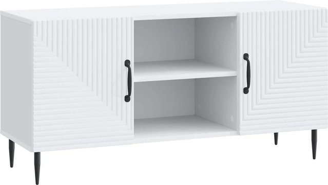 vidaXL TV-Schrank in Weiß im Vintage-Style aus Holzwerkstoff, B/T/H: 102 x 34,5 x 50 cm - Bild 1