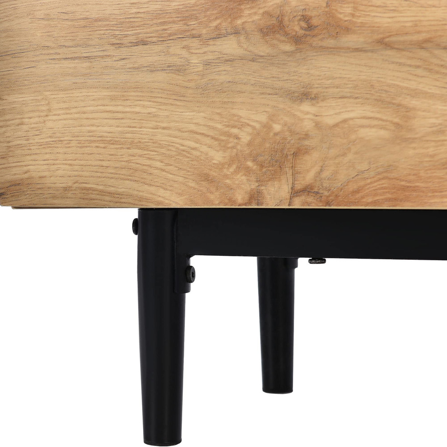 Flieks TV-Lowboard im Industrie-Design mit LED-Leuchten und Holzmaserung, Farbe: Holzfarbe/Schwarz, B/T/H: 175 x 41 x 41 cm - Bild 4