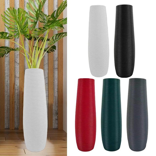 Kesoto Keramikvase modern in Weiß mit Streifen für Zweige und Blumen, Höhe: 33,0 cm - Bild 1