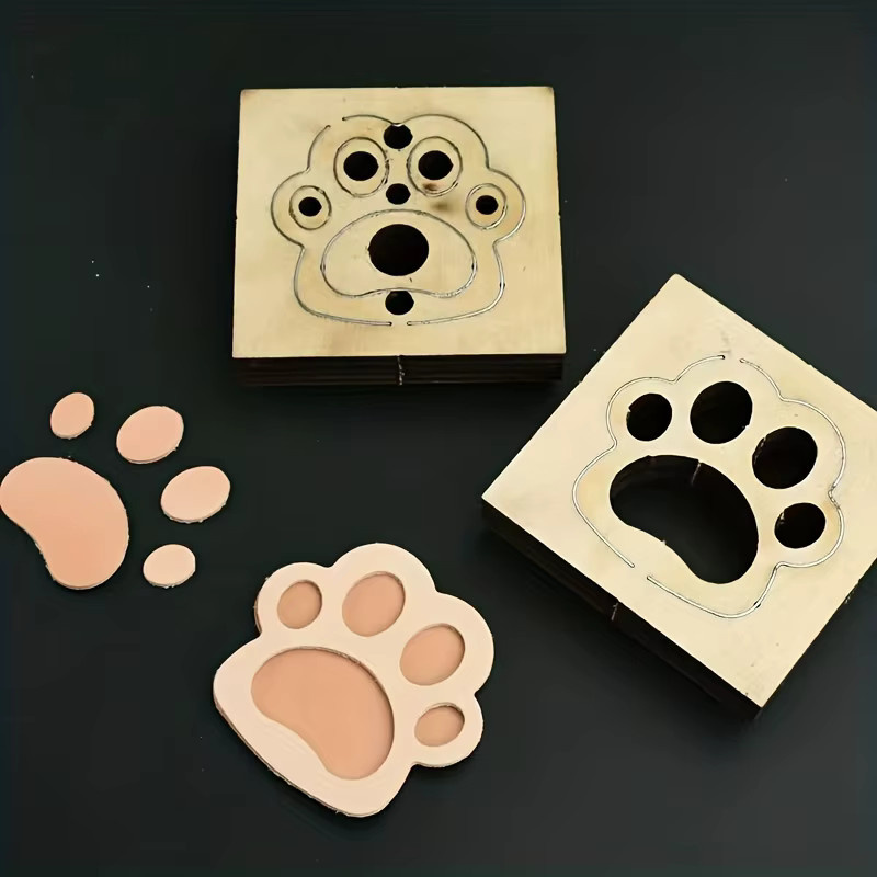 Hundepfoten-Stanzform mit Holzbrett für handgefertigte Lederprojekte C92 - Bild 5