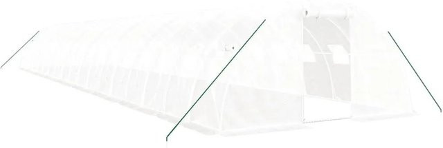 vidaXL Gewächshaus aus verzinktem Stahl in Weiß mit 72 m² Fläche, B: 18 m, T: 4 m, H: 2 m - Bild 1