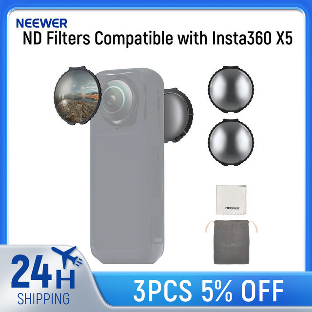 NEEWER ND16 ND-Filter Set mit 4 Stopps Lichtreduzierung aus optischem Glas für Insta360 X5 - Bild 1