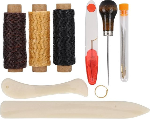 GoolRC DIY Nähen Leder Handwerkzeug Set mit Fingerhut, Maßband und Ahle in Beige und Multicolour - Bild 1