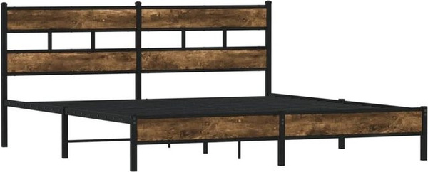 vidaXL Metallbett in Räuchereiche ohne Matratze, B/T/H: 200 x 200 x 91,5 cm