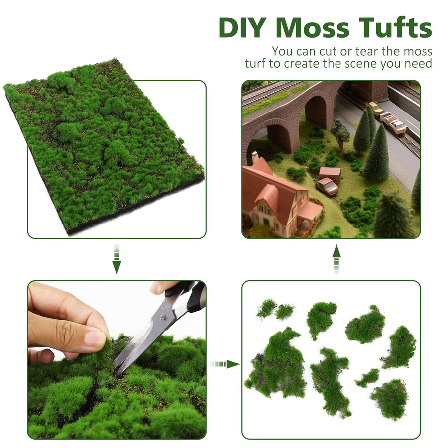 Evemodel Künstliches DIY Moos Büschel Gras, Rasen Teppich, Grün - Bild 5