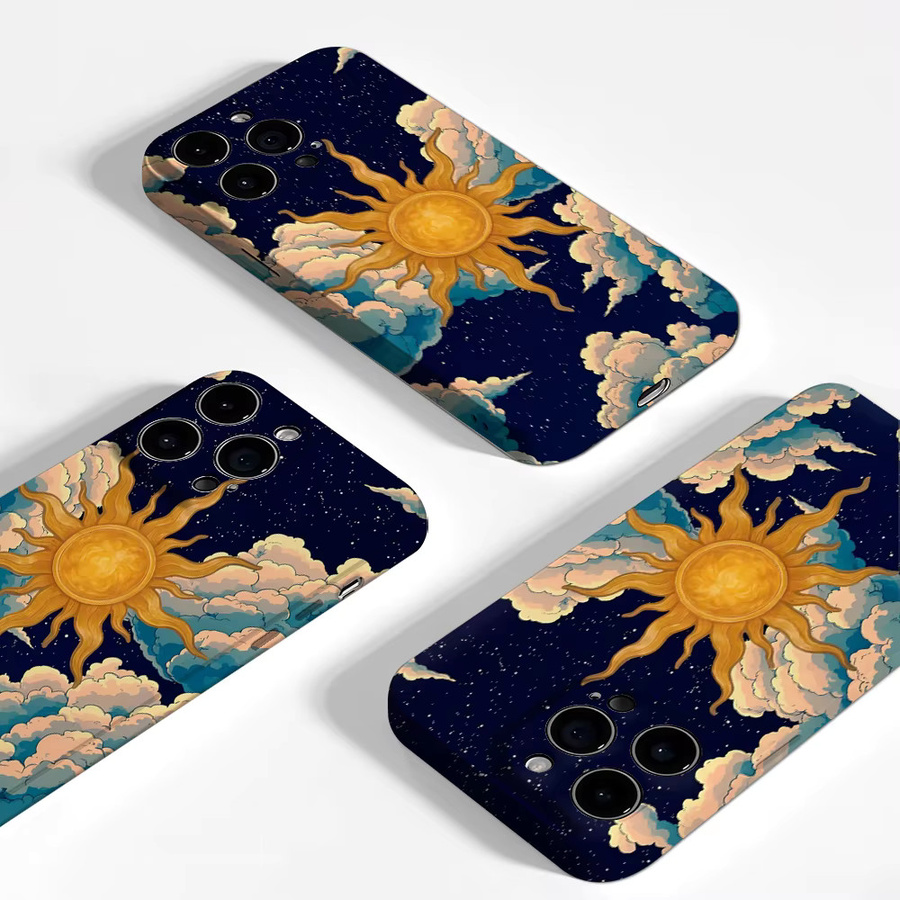Potdemiel Handyhülle Golden Sun in Clouds für iPhone 17 16 15 14 13 Pro Max Plus, robuste doppelschichtige magnetische Hülle in Gold und Multicolour - Bild 4