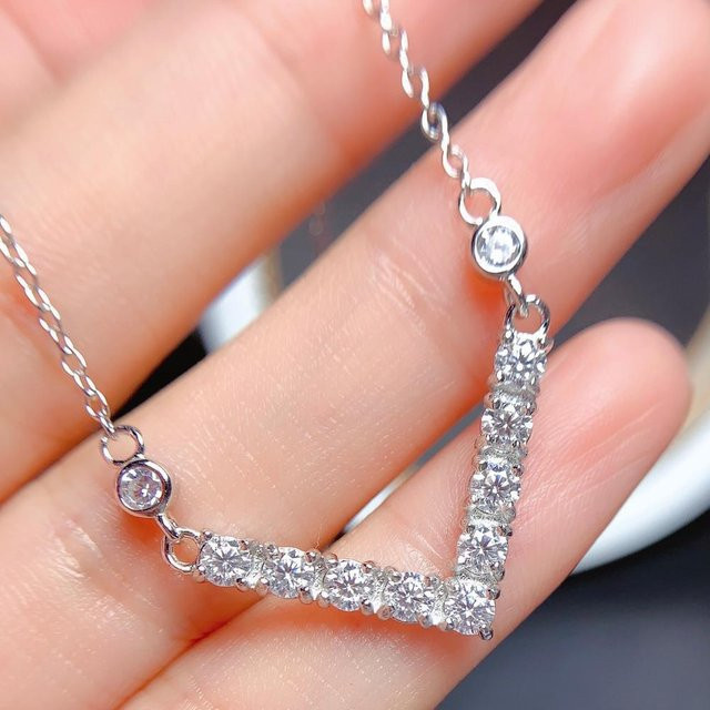 Wucifang Jewelry Halskette, 925 Silber, Moissanit, Damen - Bild 1