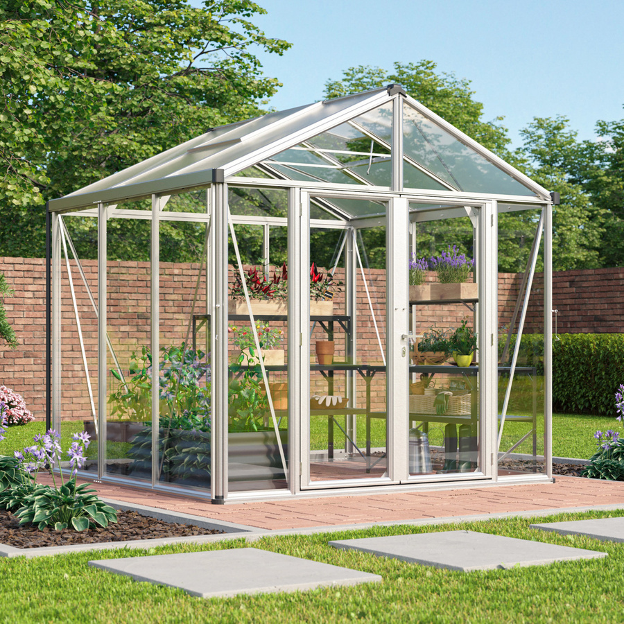 Vitavia Gewächshaus Zeus Comfort 6200 mit Satteldach aus Aluminium und Polycarbonat in Silber/Schwarz, 6,2 m² - Bild 3