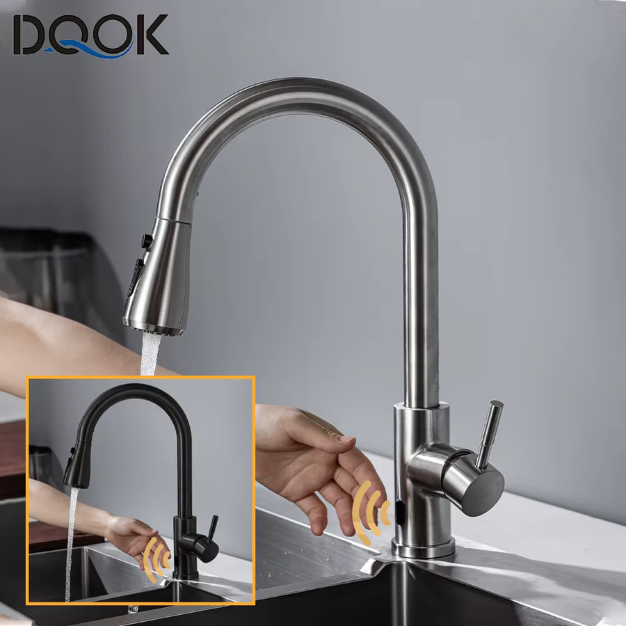 DQOK Smart Touchless Küchenarmatur mit Sensor in Brushed HWX-Finish - Bild 1