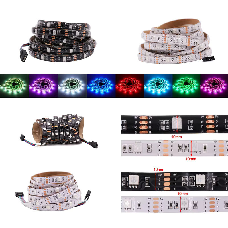 XUNATA RGB LED-Streifen 5050 mit 30 LEDs/m, 5V USB, Wasserdicht IP65, Flexibles LED-Band für TV-Hintergrundbeleuchtung in Weiß oder Schwarz - Bild 5