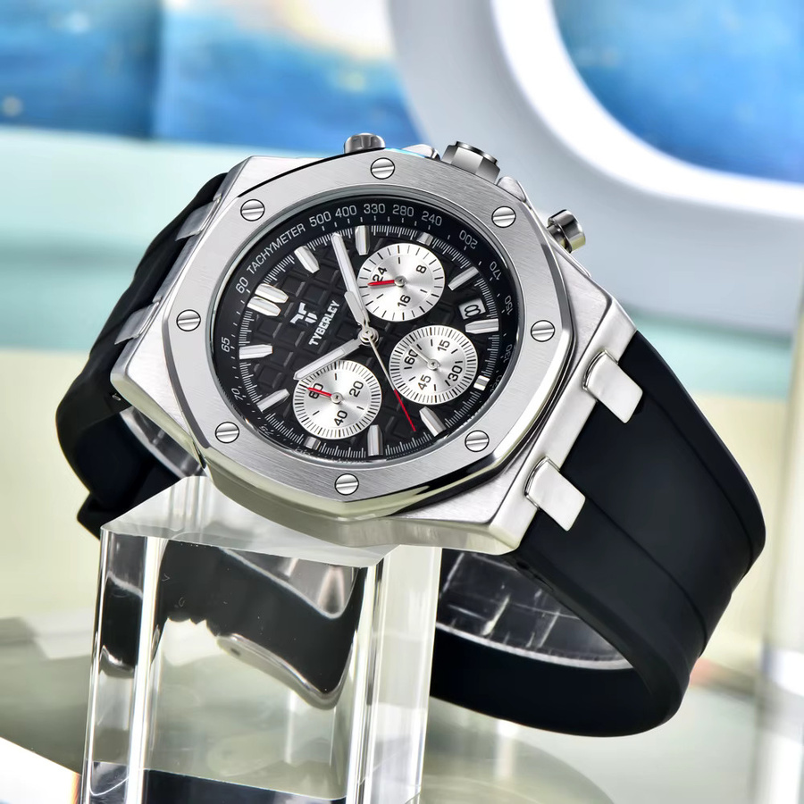 TYBERLEY Chronograph Herren, Quarz, Schwarz, Silikonarmband - Bild 3