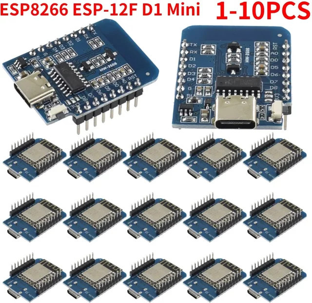 APWIKOGER ESP8266 ESP-12F D1 Mini NodeMCU Lua WIFI Entwicklungsboard mit USB-C Anschluss in Blau - Bild 1