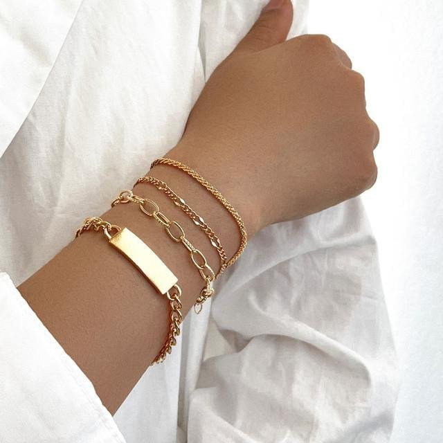 Allbestart Armband Set, geometrisch, verstellbar, gold, Damen - Bild 1