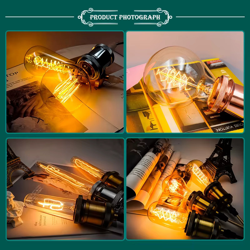 DEEMOPA Edison Retro-Glühbirne E27, dimmbar, 40 W, warmweiß, transparentes Glas - Bild 3