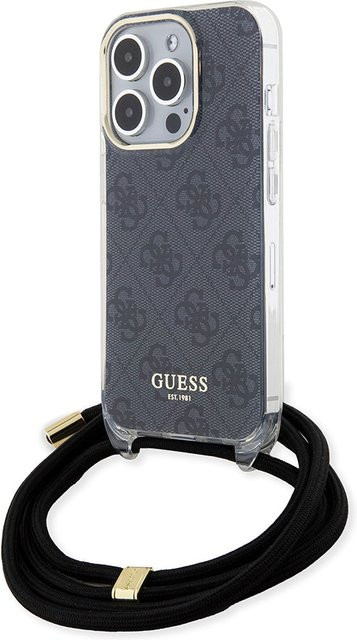 Guess Crossbody Cord 4G Print Hülle für Apple iPhone 15 Pro in Schwarz - Bild 1