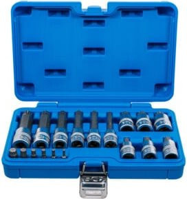 BGS Bit-Einsatz-Satz 18-teilig in Blau mit Innenvielzahn für XZN und Antrieb Innenvierkant 6,3 mm (1/4") sowie 12,5 mm (1/2") - Bild 1