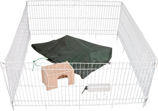 Dobar Freilaufgehege-Set für Kaninchen, silberfarben, B/T/H: 119,5 x 119,5 x 52 cm