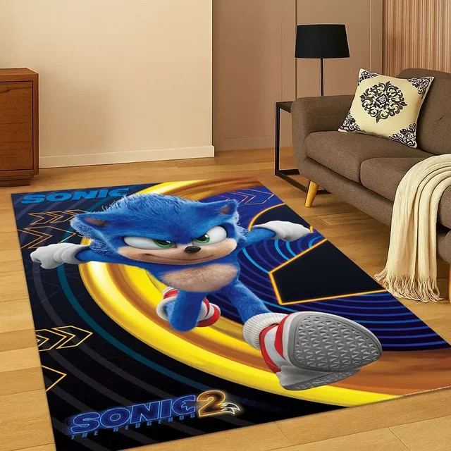 Potdemiel S-Sonic Game Cartoon Hedgehog Teppich, rutschfeste Bodenmatte für Kinderzimmer, Wohnzimmer und Schlafzimmer, mehrfarbig, rechteckig - Bild 1