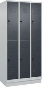 C+P Doppelstock-Spind Classic PLUS mit Sockel, 3 Abteile, Anthrazitgrau, H x B x T: 195 x 90 x 50 cm - Bild 1