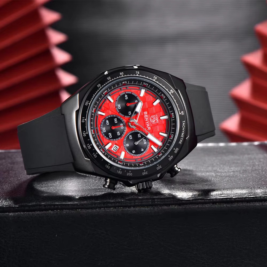 BENYAR Chronograph, Quarzuhr, Schwarz, Silikon, Herren - Bild 2