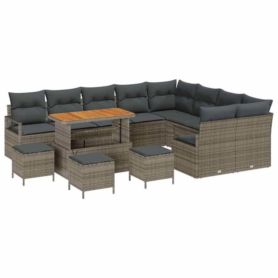 vidaXL Garten-Sofa-Set 13-tlg. mit Kissen und Stauraumfunktion in Grau - Bild 2