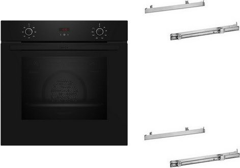Neff Einbaubackofen BMK120K in Schwarz mit 71 l Volumen, schnelles Vorheizen, Teleskopauszüge und LED-Display, Breite: 59,4 cm, Energieeffizienzklasse A+ - Bild 1