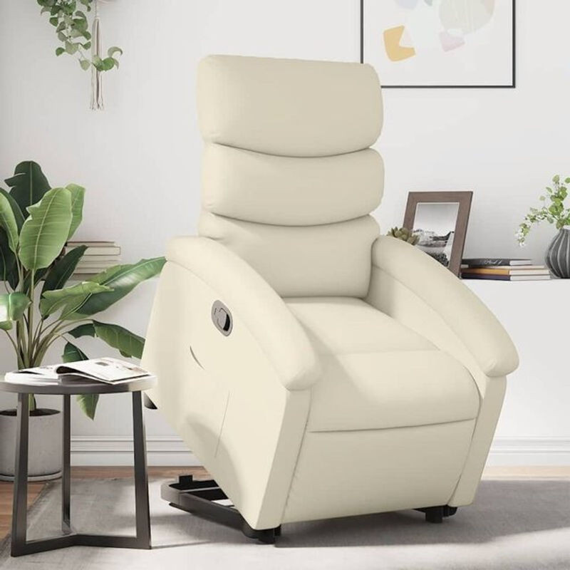 vidaxl Relaxsessel mit Aufstehhilfe für Senioren in Creme aus Kunstleder mit Lift-up-Motor und Neigemechanismus - Bild 1