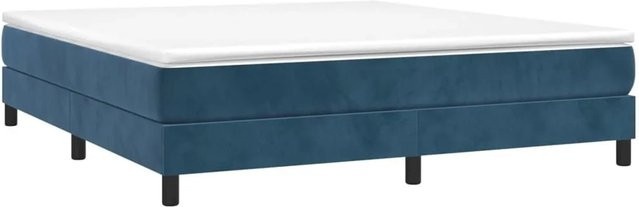 vidaXL Boxspringbett mit Matratze in Dunkelblau aus Samt, Hybridbett mit Taschenfederkern, B/T: 180 x 200 cm - Bild 1