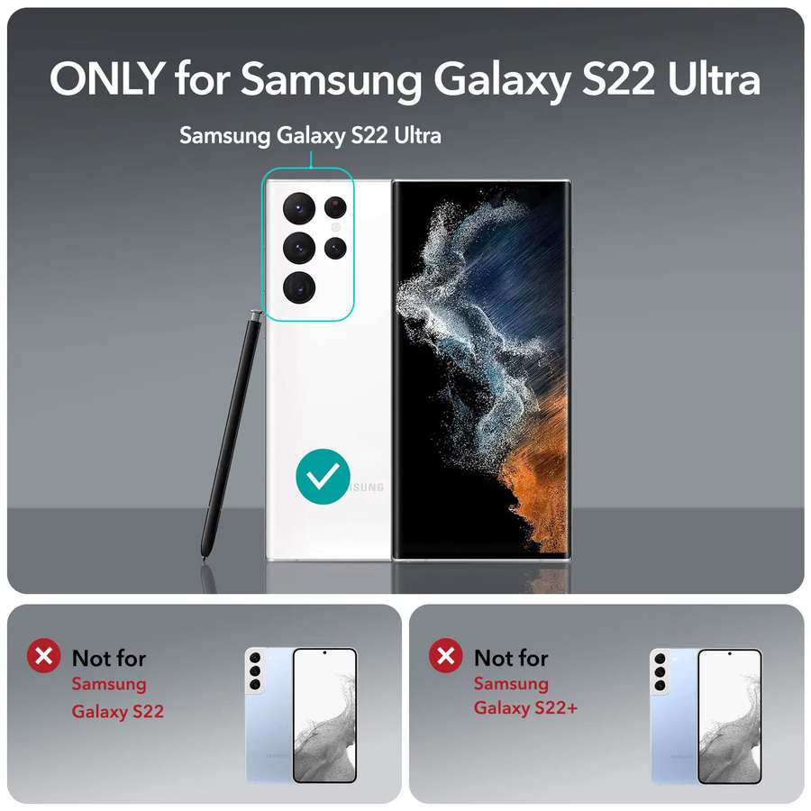 ESR Kameraobjektivschutz für Samsung Galaxy S22 Ultra (2022) aus gehärtetem Glas mit Aluminiumrahmen - Bild 2