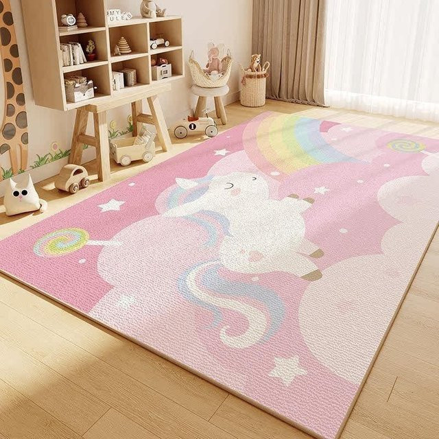 Lodestar Anti-Rutsch Teppich für Kinderzimmer und Wohnzimmer in Pink, B/L: 80 x 120 cm - Bild 1