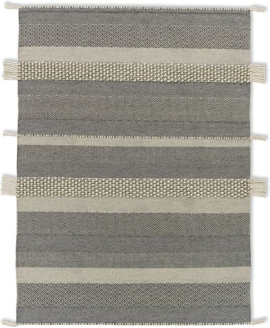 Teppich SCHÖNER WOHNEN BOTANA gestreift in Grau, Braun und Multicolour aus Wolle und Baumwolle, B/T: 200 x 140 cm - Bild 1