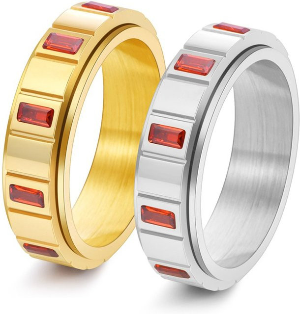 Ring, 18K vergoldeter Titanstahl, Zirkonia, Damen - Bild 1