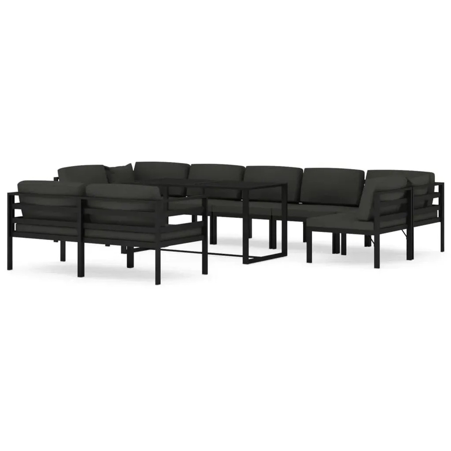 vidaXL 10-tlg. Garten-Lounge-Set aus Aluminium mit Kissen in Anthrazit - Bild 2