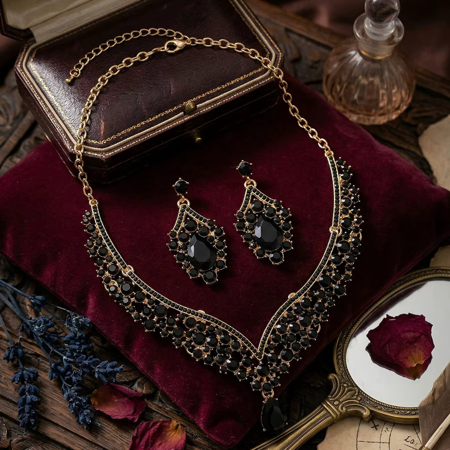 Miallo Schmuck-Set, Halskette, Ohrringe, Kristall, Vintage - Bild 3