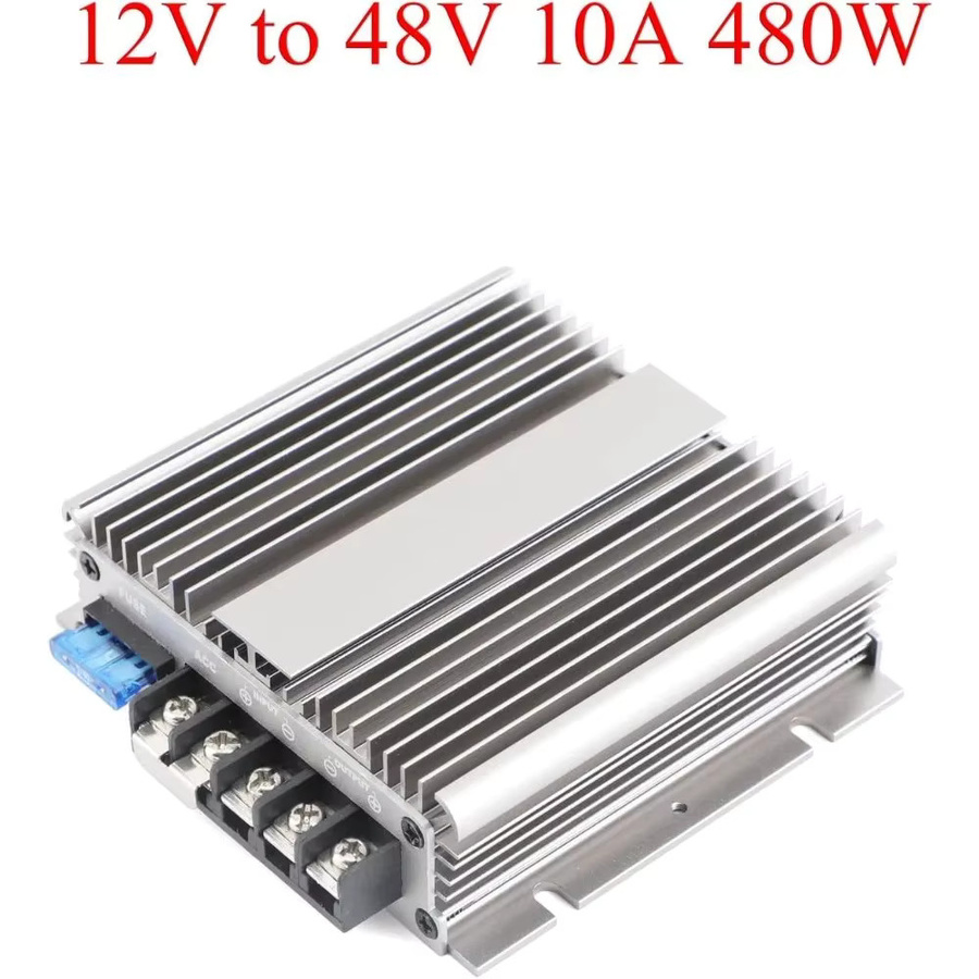 Kangwobei DC 12V zu 48V Stromwandler Boost-Regler Aufwärtsspannungsregler Transformator-Modul mit Aluminiumgehäuse in Silber (10A 480W) - Bild 2