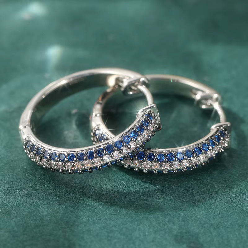 YoYo Ohrringe, Silber, Zirkonia, blau-silbern, Damen - Bild 2