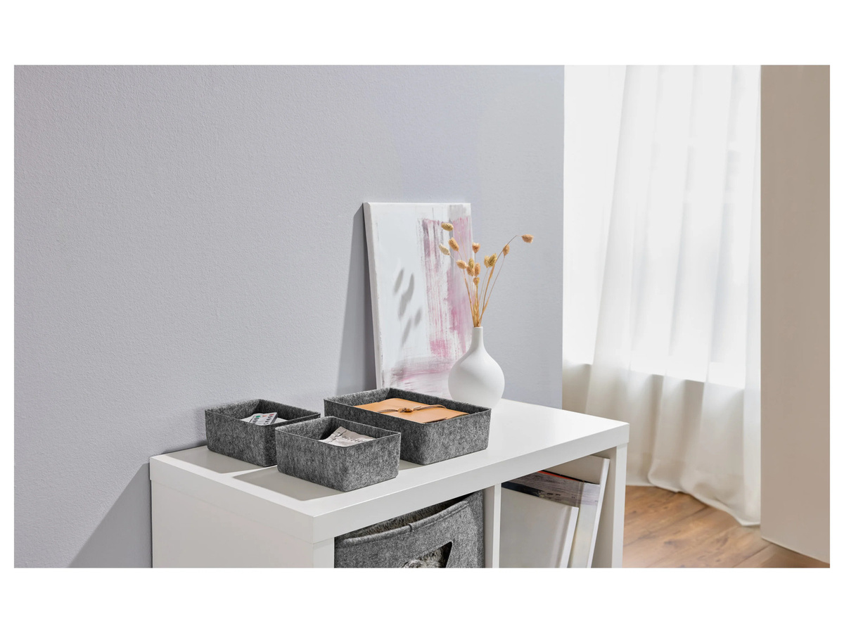 W5 Filz-Aufbewahrungskörbe 3er Set grau, stapelbar - Bild 2
