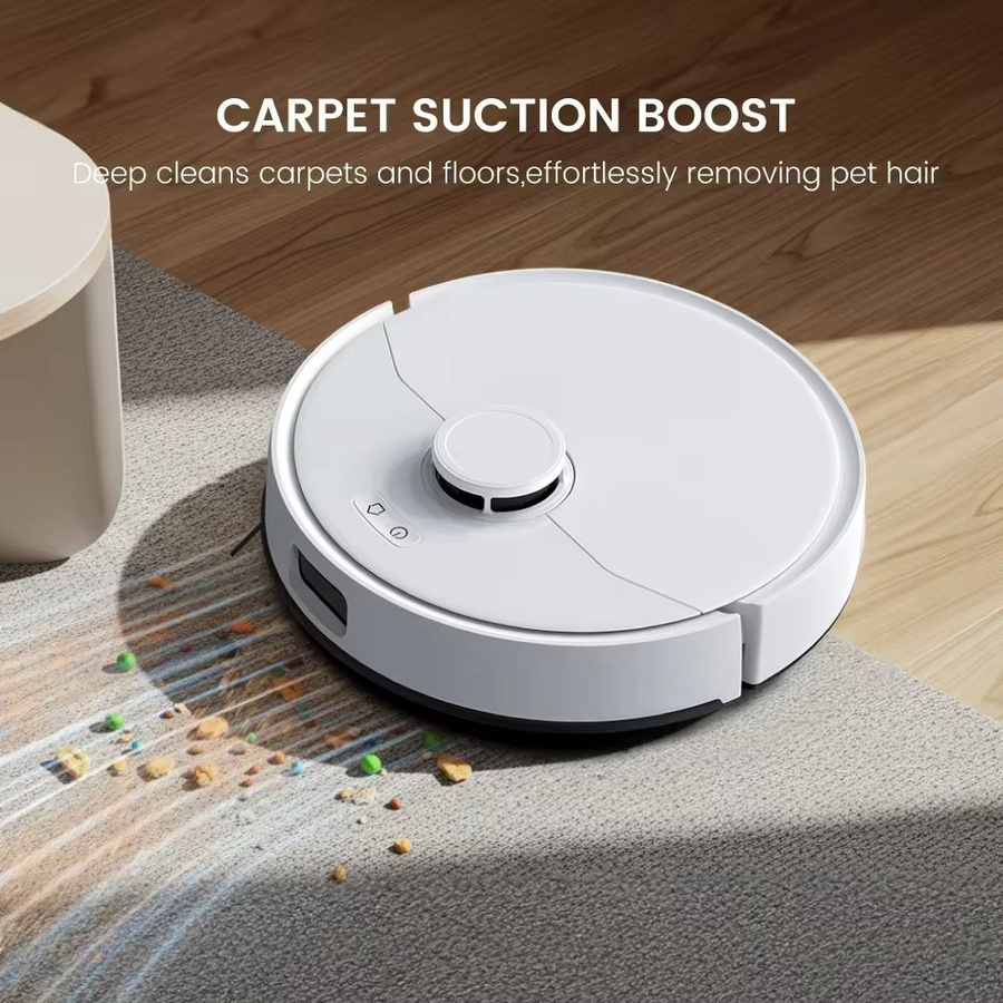 Teendow D63S Ultra Roboter-Staubsauger und Wischmopp in Weiß mit 10KPa Super-Saugkraft, Kantenreinigung, automatischer Mopp-Reinigung und -Trocknung sowie Selbstentleerungsfunktion - Bild 4