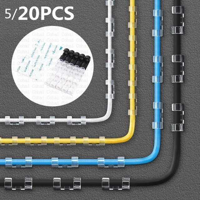 Universal USB-C Kabel Organizer und Desktop Kabelmanagement Clips in Transparent - Bild 1