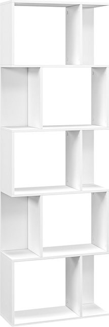 HOMCOM S-förmiges Standregal mit 5 Regalfächern in Weiß, platzsparendes Holzregal als Raumteiler für Wohnzimmer, Schlafzimmer und Büro, B/T/H: 60 x 24 x 184,5 cm - Bild 1