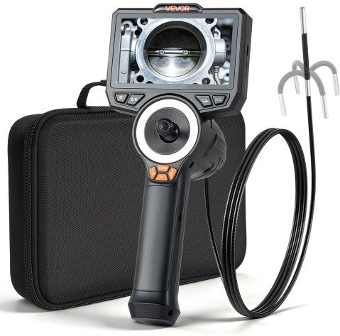 VEVOR Articulating Borescope mit 3,9 mm Ultra-Slim-Linse, 4-Wege 360° schwenkbares Endoskop mit Licht, 4,5 Zoll HD IPS Bildschirm, 8X Zoom Inspektionskamera für Auto und mechanische Geräte, Schwarz, 1,5 m Kabel - Bild 1