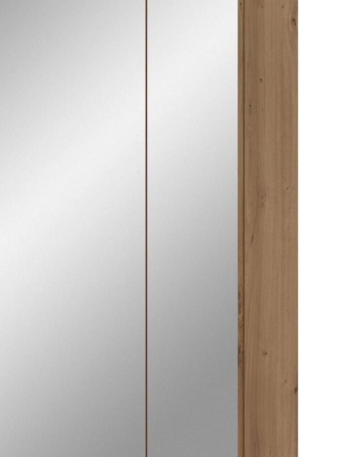 Spiegelschrank Cover für das Badezimmer in Eiche, mit LED-Beleuchtung und Glastüren, Farbe Braun, B: 60 cm, H: 70 cm, T: 18 cm - Bild 2